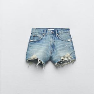 NWT ZARA high rise denim shorts size 38 (6)